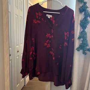 Burgundy Floral Blouse